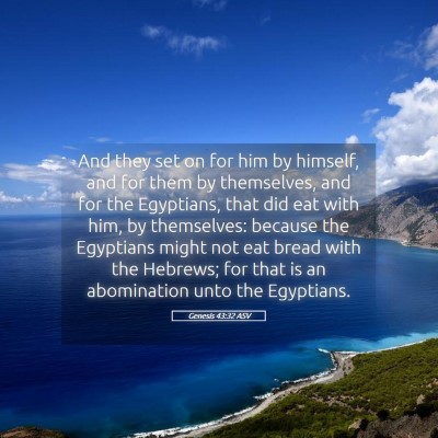 Picture 05 - Genesis 43:32 ASV - And they set on for him by himself, and for them - Bible Verse Picture