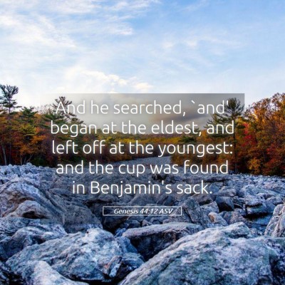 Picture 05 - Genesis 44:12 ASV - And he searched, `and' began at the eldest, and - Bible Verse Picture