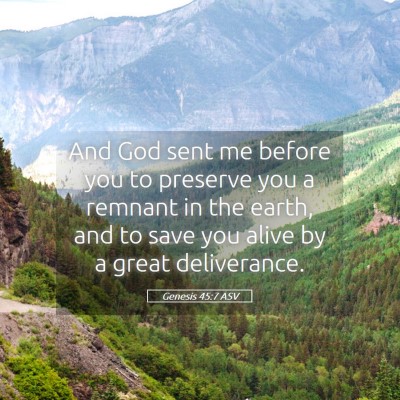Picture 05 - Genesis 45:7 ASV - And God sent me before you to preserve you a - Bible Verse Picture
