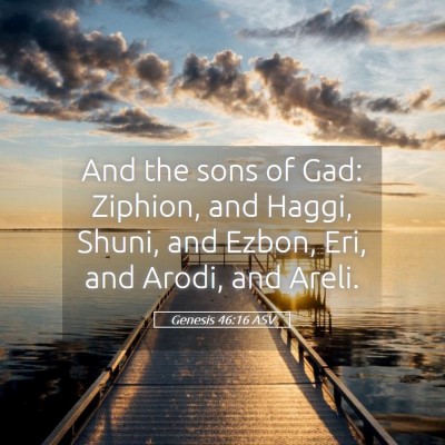 Picture 05 - Genesis 46:16 ASV - And the sons of Gad: Ziphion, and Haggi, Shuni, - Bible Verse Picture