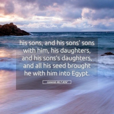 Picture 05 - Genesis 46:7 ASV - his sons, and his sons' sons with him, his - Bible Verse Picture