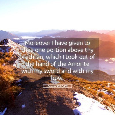 Picture 05 - Genesis 48:22 ASV - Moreover I have given to thee one portion above - Bible Verse Picture