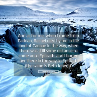 Picture 05 - Genesis 48:7 ASV - And as for me, when I came from Paddan, Rachel - Bible Verse Picture