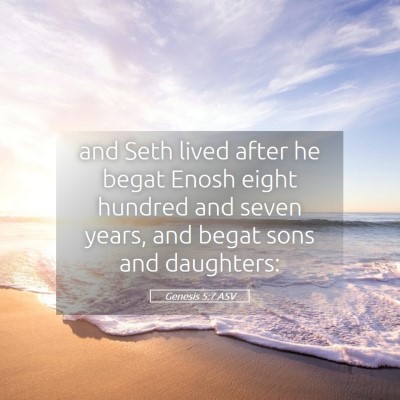 Picture 05 - Genesis 5:7 ASV - and Seth lived after he begat Enosh eight hundred - Bible Verse Picture