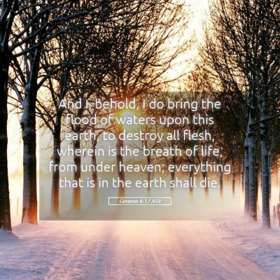 Picture 05 - Genesis 6:17 ASV - And I, behold, I do bring the flood of waters - Bible Verse Picture