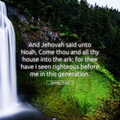 Picture 05 - Genesis 7:1 ASV - And Jehovah said unto Noah, Come thou and all thy - Bible Verse Picture