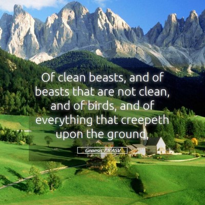 Picture 05 - Genesis 7:8 ASV - Of clean beasts, and of beasts that are not - Bible Verse Picture