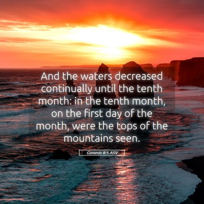 Picture 05 - Genesis 8:5 ASV - And the waters decreased continually until the - Bible Verse Picture