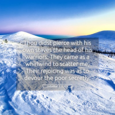 Picture 05 - Habakkuk 3:14 ASV - Thou didst pierce with his own staves the head of - Bible Verse Picture