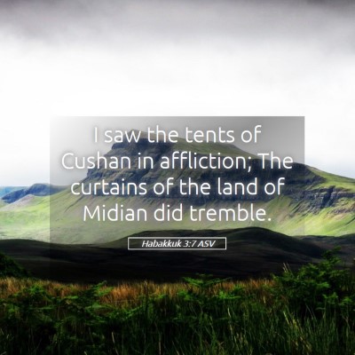 Picture 05 - Habakkuk 3:7 ASV - I saw the tents of Cushan in affliction; The - Bible Verse Picture