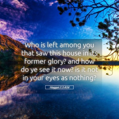 Picture 05 - Haggai 2:3 ASV - Who is left among you that saw this house in its - Bible Verse Picture