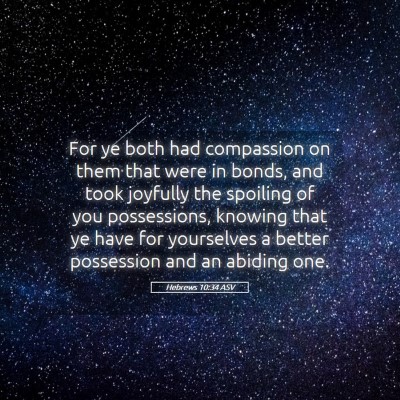 Picture 05 - Hebrews 10:34 ASV - For ye both had compassion on them that were in - Bible Verse Picture