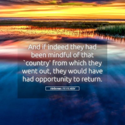 Picture 05 - Hebrews 11:15 ASV - And if indeed they had been mindful of that - Bible Verse Picture