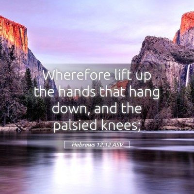 Picture 05 - Hebrews 12:12 ASV - Wherefore lift up the hands that hang down, and - Bible Verse Picture