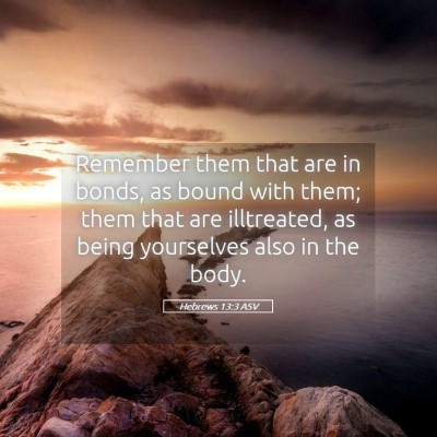 Picture 05 - Hebrews 13:3 ASV - Remember them that are in bonds, as bound with - Bible Verse Picture