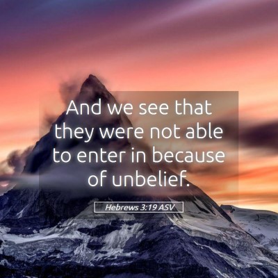 Picture 05 - Hebrews 3:19 ASV - And we see that they were not able to enter in - Bible Verse Picture