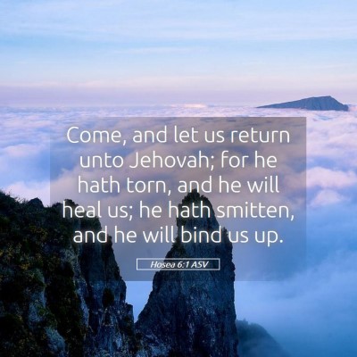 Picture 05 - Hosea 6:1 ASV - Come, and let us return unto Jehovah; for he hath - Bible Verse Picture