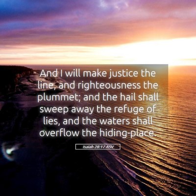 Picture 05 - Isaiah 28:17 ASV - And I will make justice the line, and - Bible Verse Picture