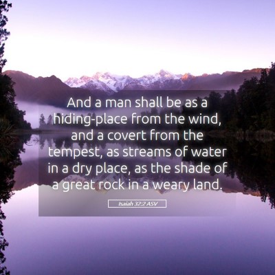 Picture 05 - Isaiah 32:2 ASV - And a man shall be as a hiding-place from the - Bible Verse Picture
