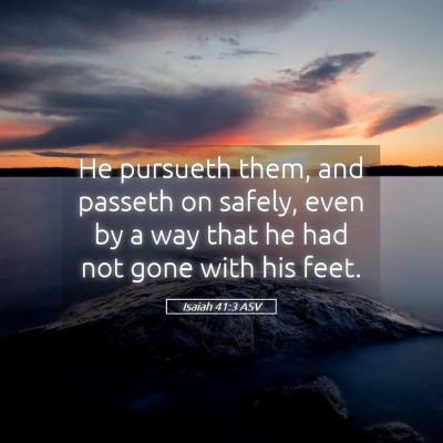 Picture 05 - Isaiah 41:3 ASV - He pursueth them, and passeth on safely, even by - Bible Verse Picture