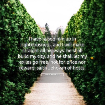 Picture 05 - Isaiah 45:13 ASV - I have raised him up in righteousness, and I will - Bible Verse Picture