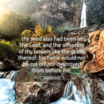 Picture 05 - Isaiah 48:19 ASV - thy seed also had been as the sand, and the - Bible Verse Picture