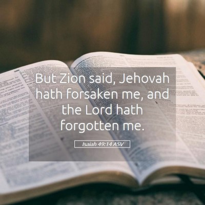 Picture 05 - Isaiah 49:14 ASV - But Zion said, Jehovah hath forsaken me, and the - Bible Verse Picture