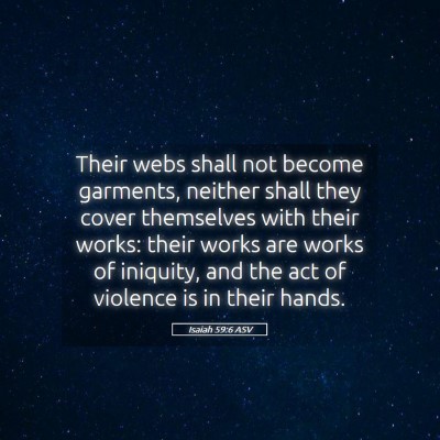 Picture 05 - Isaiah 59:6 ASV - Their webs shall not become garments, neither - Bible Verse Picture
