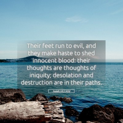Picture 05 - Isaiah 59:7 ASV - Their feet run to evil, and they make haste to - Bible Verse Picture