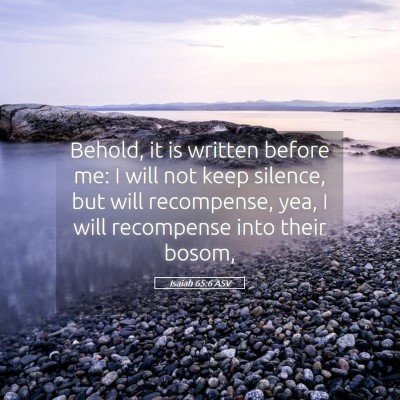 Picture 05 - Isaiah 65:6 ASV - Behold, it is written before me: I will not keep - Bible Verse Picture