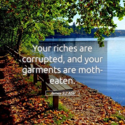 Picture 05 - James 5:2 ASV - Your riches are corrupted, and your garments are - Bible Verse Picture