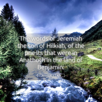 Picture 05 - Jeremiah 1:1 ASV - The words of Jeremiah the son of Hilkiah, of the - Bible Verse Picture
