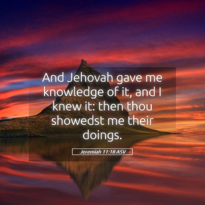 Picture 05 - Jeremiah 11:18 ASV - And Jehovah gave me knowledge of it, and I knew - Bible Verse Picture