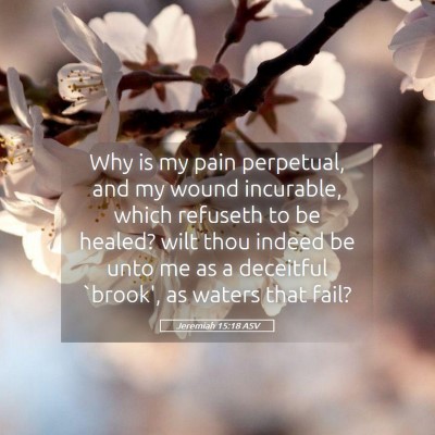 Picture 05 - Jeremiah 15:18 ASV - Why is my pain perpetual, and my wound incurable, - Bible Verse Picture