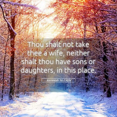 Picture 05 - Jeremiah 16:2 ASV - Thou shalt not take thee a wife, neither shalt - Bible Verse Picture
