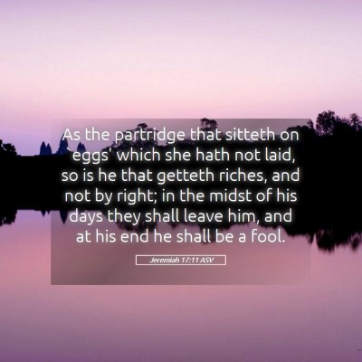 Picture 05 - Jeremiah 17:11 ASV - As the partridge that sitteth on `eggs' which she - Bible Verse Picture