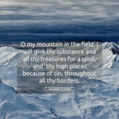 Picture 05 - Jeremiah 17:3 ASV - O my mountain in the field, I will give thy - Bible Verse Picture