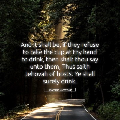Picture 05 - Jeremiah 25:28 ASV - And it shall be, if they refuse to take the cup - Bible Verse Picture
