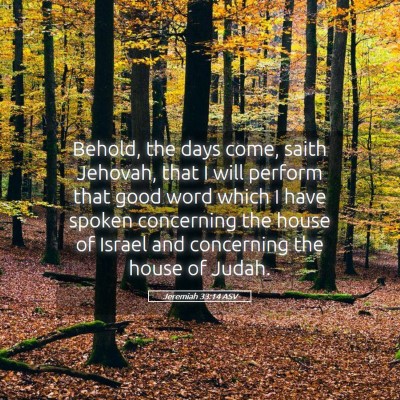 Picture 05 - Jeremiah 33:14 ASV - Behold, the days come, saith Jehovah, that I will - Bible Verse Picture