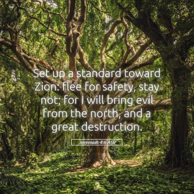 Picture 05 - Jeremiah 4:6 ASV - Set up a standard toward Zion: flee for safety, - Bible Verse Picture