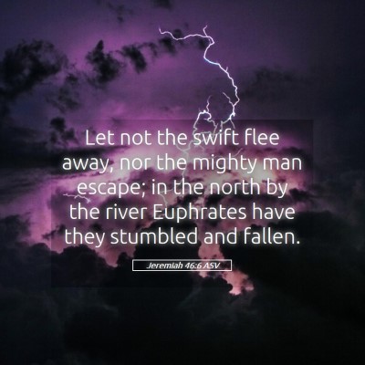 Picture 05 - Jeremiah 46:6 ASV - Let not the swift flee away, nor the mighty man - Bible Verse Picture