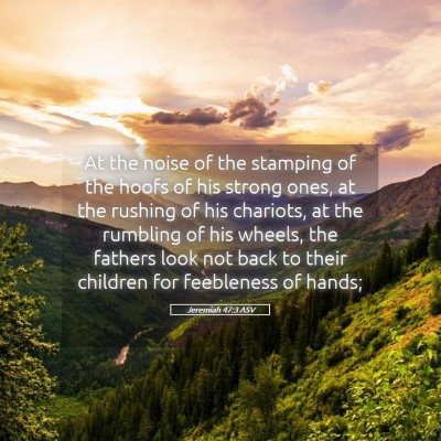 Picture 05 - Jeremiah 47:3 ASV - At the noise of the stamping of the hoofs of his - Bible Verse Picture