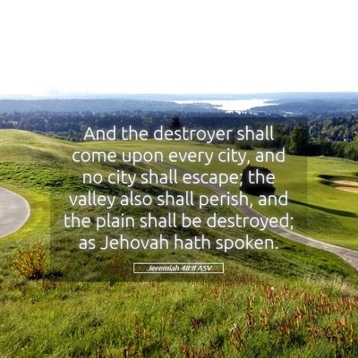 Picture 05 - Jeremiah 48:8 ASV - And the destroyer shall come upon every city, and - Bible Verse Picture