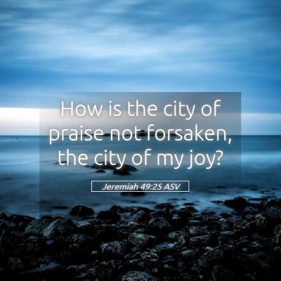 Picture 05 - Jeremiah 49:25 ASV - How is the city of praise not forsaken, the city - Bible Verse Picture