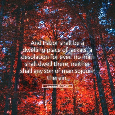 Picture 05 - Jeremiah 49:33 ASV - And Hazor shall be a dwelling-place of jackals, a - Bible Verse Picture