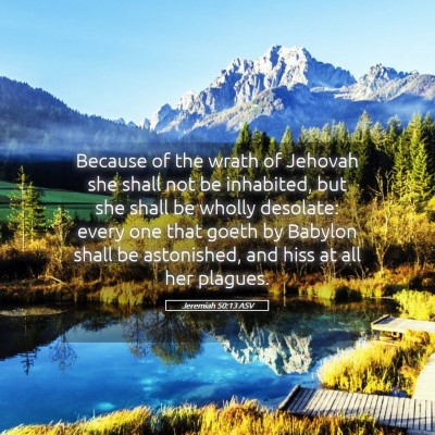 Picture 05 - Jeremiah 50:13 ASV - Because of the wrath of Jehovah she shall not be - Bible Verse Picture