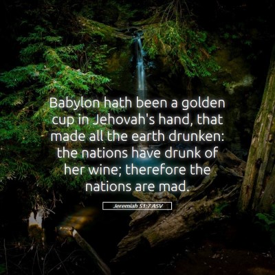 Picture 05 - Jeremiah 51:7 ASV - Babylon hath been a golden cup in Jehovah's hand, - Bible Verse Picture