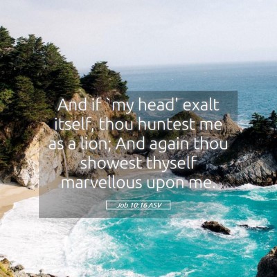 Picture 05 - Job 10:16 ASV - And if `my head' exalt itself, thou huntest me as - Bible Verse Picture