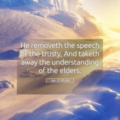Picture 05 - Job 12:20 ASV - He removeth the speech of the trusty, And taketh - Bible Verse Picture