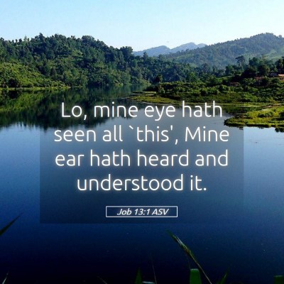 Picture 05 - Job 13:1 ASV - Lo, mine eye hath seen all `this', Mine ear hath - Bible Verse Picture